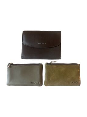 Moda Olive & Dark Brown Leather Pouch Set